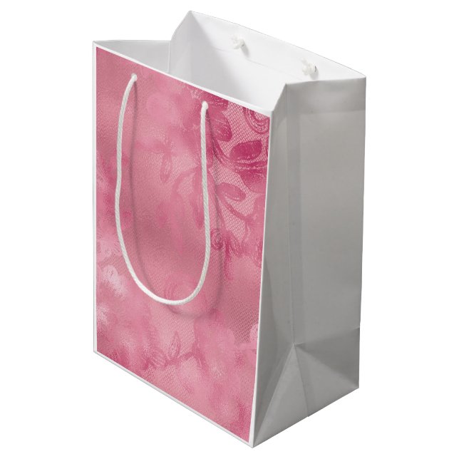 Chic Pink Lace Medium Gift Bag (Back Angled)