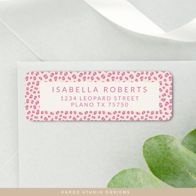 Chic Pink Leopard Print Address Labels (Personalize with your name and address, choose size.)