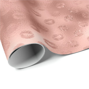 Chic Pink Lips Kiss Wrapping Paper