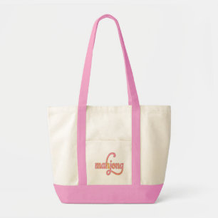 Chic Pink Mahjong Typography Canvas Tote Bag