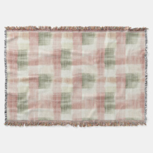 Chic Pink Mint Cream Plaid Stripes Birthday Throw Blanket