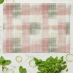 Chic Pink Mint Cream Plaid Stripes   Tea Towel<br><div class="desc">Chic Pink Mint Cream Plaid Stripes Bridal Shower</div>