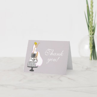 Chic Pink Modern Bride Bridal Shower Thank You Card