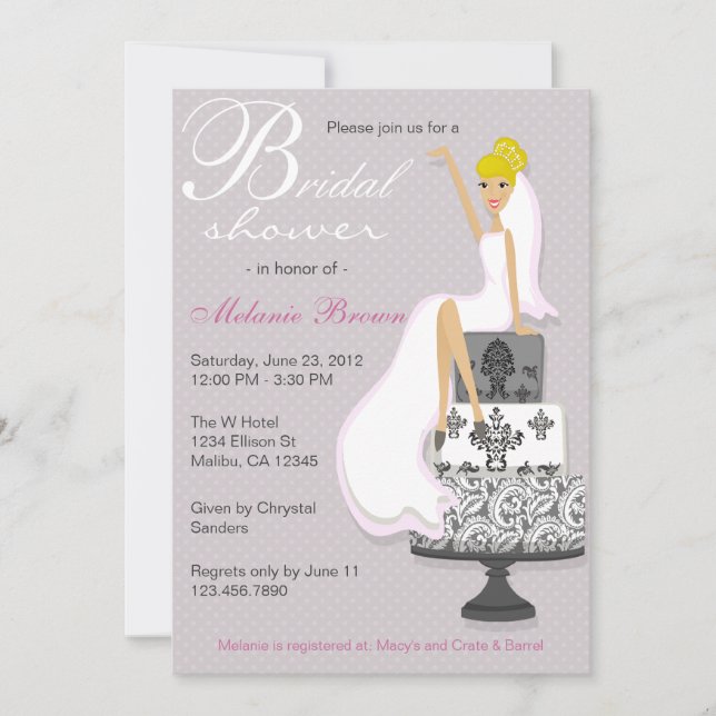 Chic Pink Modern Bride Contemporary Bridal Shower Invitation (Front)