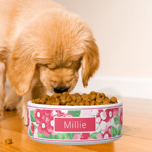 Chic Pink Modern Floral Pattern Bowl