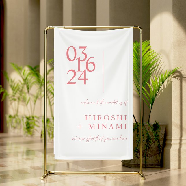 Chic Pink Modern Minimalist Wedding Welcome Banner (Creator Uploaded)