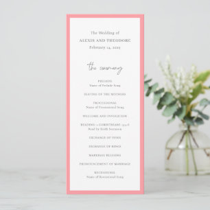 Chic Pink Modern Wedding Program