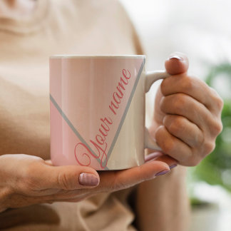 Chic pink monochrome Colorblock script Custom Name Coffee Mug
