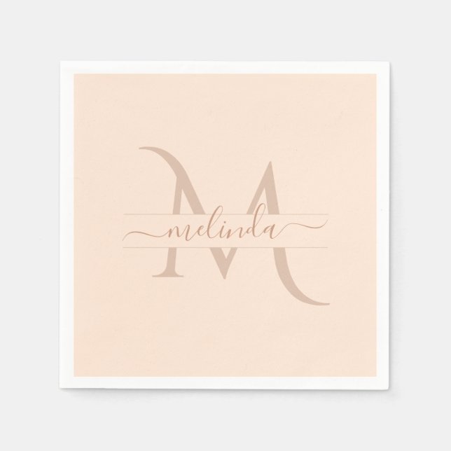 Chic Pink Monogram Script Name Feminine  Napkin (Front)
