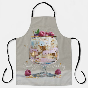 Chic Pink Oil Painting Cake Floral Birthday Party Apron