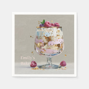 Chic Pink Oil Painting Cake Floral Birthday Party Napkin
