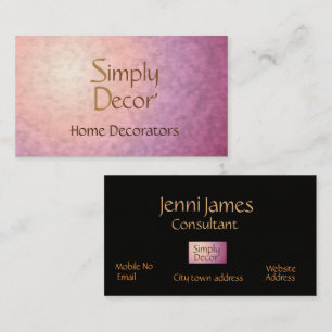 Chic Pink Orange Interior Decorator Business Card