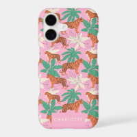 Chic Pink Orange Tiger Jungle Personalised Name