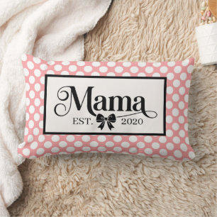 Chic Pink Polka Dot Custom Mama Keepsake Lumbar Cushion