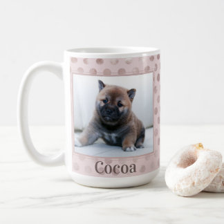 Chic Pink Polka Dot Pet Photo Coffee Mug