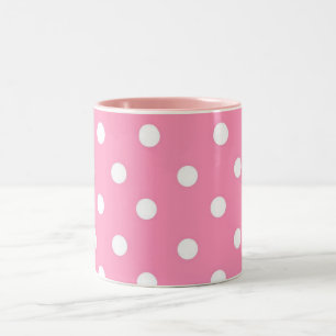 Chic Pink Polka dots Two-Tone Coffee Mug