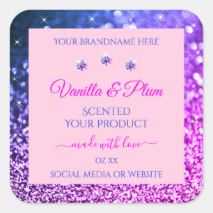 Chic Pink Purple Blue Ombre Glitter Product Labels