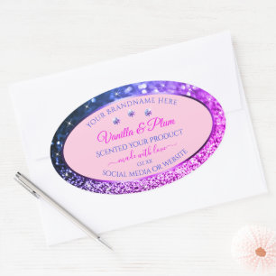 Chic Pink Purple Blue Ombre Glitter Product Labels