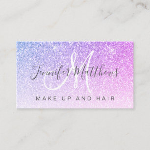 Chic Pink Purple Glitter Makeup Artist Hair Salon Business Card