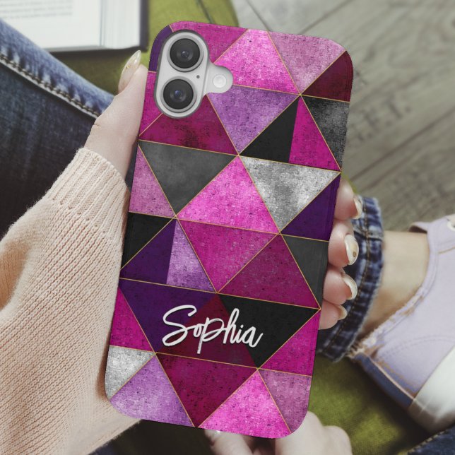 Chic pink purple grey geometric Case-Mate iPhone case (Creator Uploaded)
