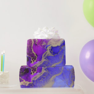 Chic Pink Purple Jewel Toned Ink Wash Wrapping Paper