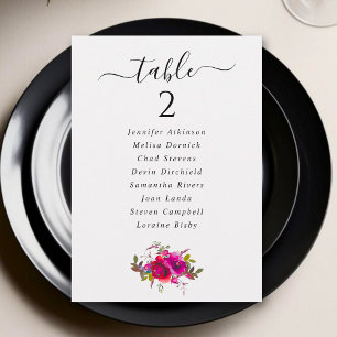 Chic pink purple watercolor wedding seating chart 