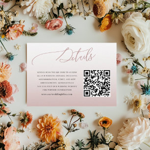 Chic Pink QR Code Wedding Details Enclosure Card