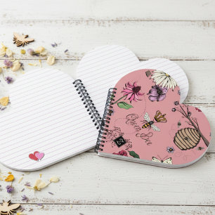 Chic Pink Queen Bee & Royal Crown Floral Notebook