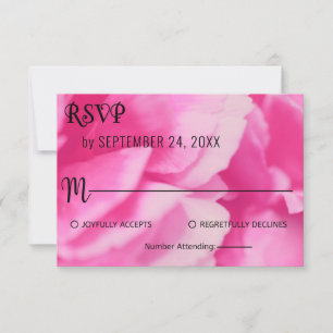 Chic Pink Rose Flower Botanical Floral Wedding RSVP Card