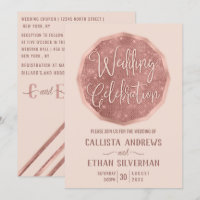 Chic Pink Rose Gold Glitter Polygon Geo Wedding