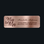 Chic Pink Rose Gold Metal Foil Sparkle Miss to Mrs Return Address Label<br><div class="desc">Blush Pink Rose Gold Foil Sparkle Miss to Mrs Label</div>