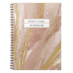 Chic Pink Rose Gold Name Personalised Notebook