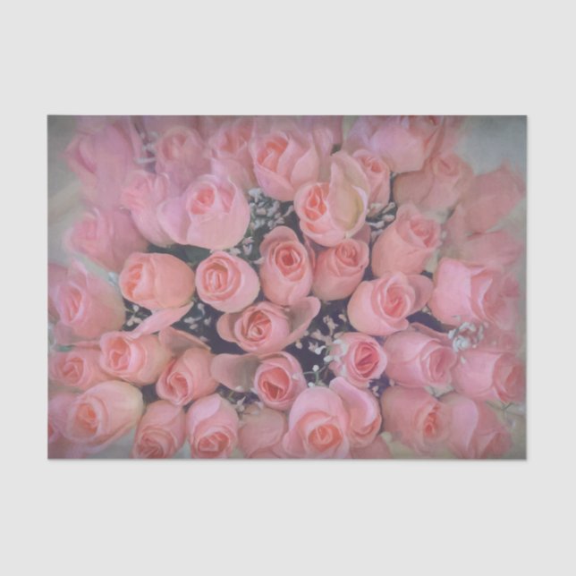 Chic Pink Roses Bouquet Country Vintage Tissue Paper (Front)