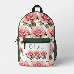 Chic Pink Roses Printed Backpack