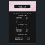 Chic Pink Sequin  Black Salon Pricing & bServices Flyer<br><div class="desc">Glamourous and Stylish flyer design displays your services, price list or business information over a digital image of pink sequin pattern. Black stripe overlay. Includes four customisable headings and body text fields. To adjust layout, enter your text and then use the Customise function to change positioning and font sizes. Great...</div>