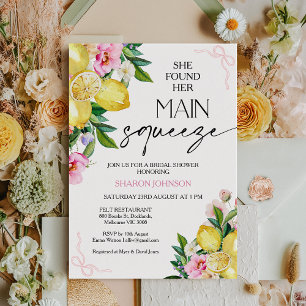 Chic Pink She Found Main Squeeze Bridal Shower Invitation