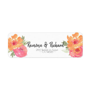 Chic Pink Spring Flower Wedding Return Label Return Address Label