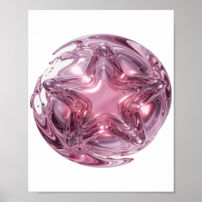 Chic Pink STAR BALL Statement Design Poster (Front)