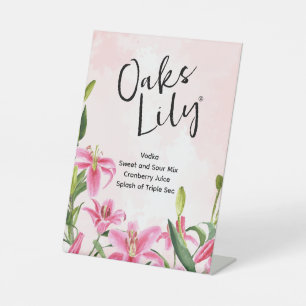 Chic Pink Star Gazer Lilies Drink Pedestal Sign