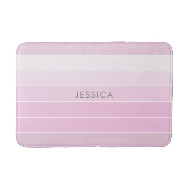 Chic Pink Stripe Pattern Bath Mat (Front)