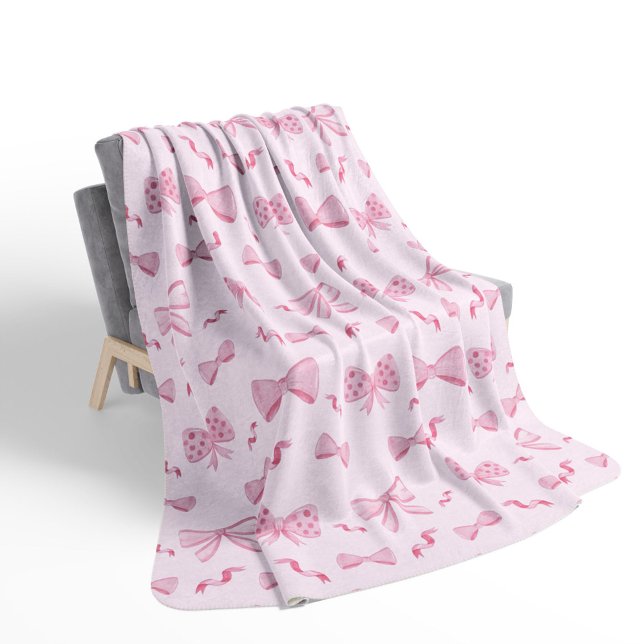 Chic Pink Stylish Coquette Bow Repeat Pattern  Sherpa Blanket (Creator Uploaded)