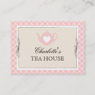 Chic Pink Teapot Tea Cafe Business Card