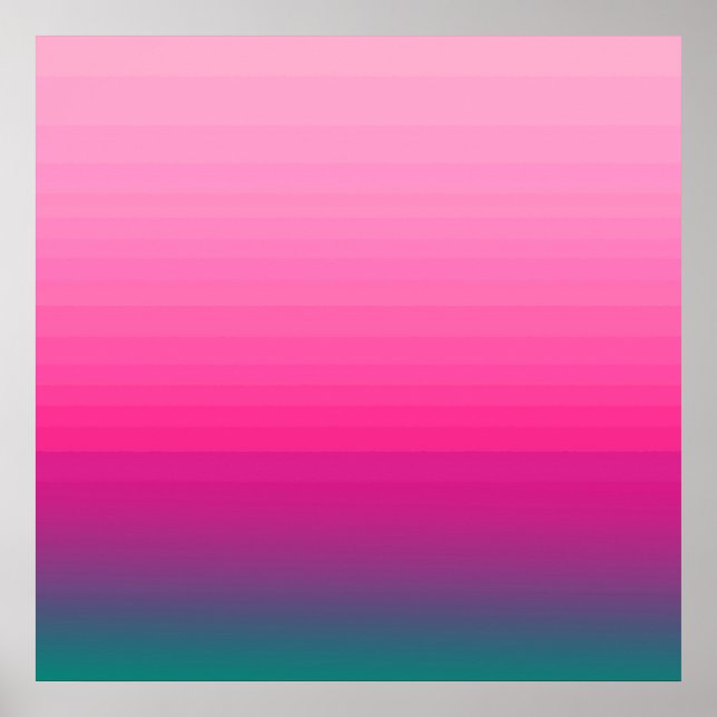 Chic Pink to Teal Colour Block Gradient Poster (Front)