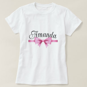 Chic Pink Watercolor Bow Sweet 16 Birthday T-Shirt