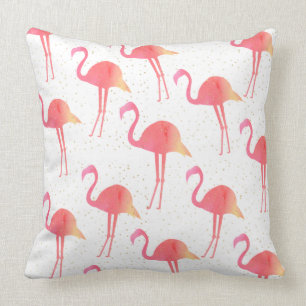 Chic Pink Watercolor Flamingo Pattern Cushion