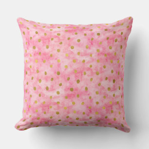 Chic Pink Watercolor Gold Confetti Cushion