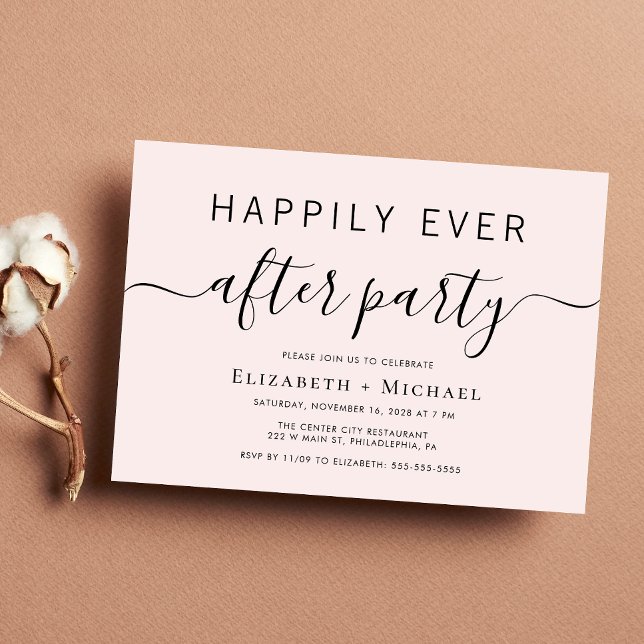 Chic Pink Wedding After Party Invitation (An chic invitation for your wedding after party celebration)