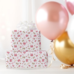 Chic Pink Western Cowgirl Boots, Hats & Bows Wrapping Paper