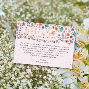 Chic Pink Whimsical Wildflower Gold Typography Place Card