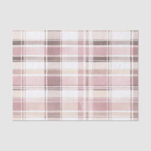 Chic Pink White Cream Plaid Stripes Christmas Tissue Paper